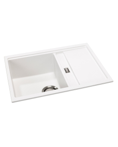 Synchronist 1.25 Bowl Compact Sink & Drainer in White Granite