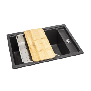 Synchronist 1.25 Bowl Large Sink in Black Metallic Granite