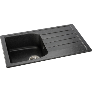 Oriel Single Bowl Sink & Drainer in Black Granite