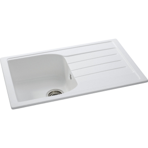 Oriel Single Bowl Sink & Drainer in Frost White Granite