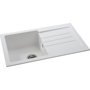 Xcite Single Bowl Sink & Drainer in Frost White Granite