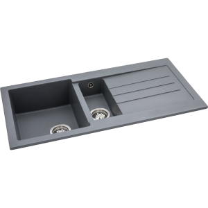Xcite 1.5 Bowl Sink & Drainer in Grey Metallic Granite