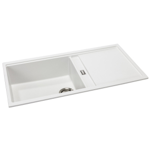Synchronist 1.25 Bowl Large Sink & Drainer in White Granite