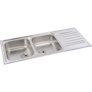 Connekt Double Bowl Sink & Drainer in Stainless Steel